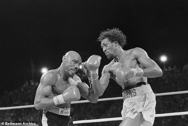 Thomas Hearns (right) who was knocked out by Hagler in one of the most entertaining fights of all time in 1985, called him former opponent 'a real true warrior'