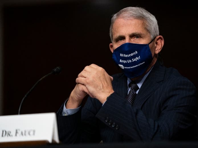 Dr. Anthony Fauci, director of the National Institute of Allergy and Infectious Diseases, testifies on Capitol Hill on Wednesday, Sept. 23, 2020, in Washington.