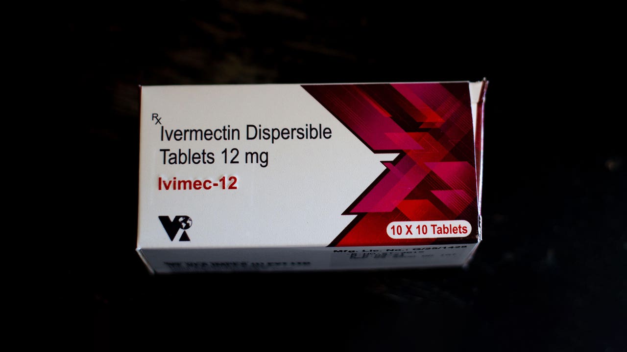 A photo of a box of ivermectin tablets. A photo of a box of ivermectin tablets.
